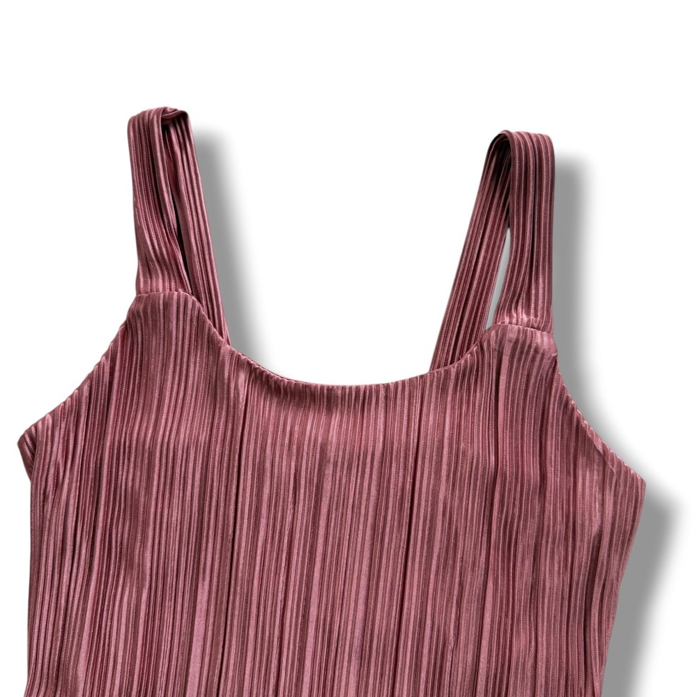 Another Reason Women's S Dusty Pink Rose Gold Plisse Pleated Tank Top Balletcore